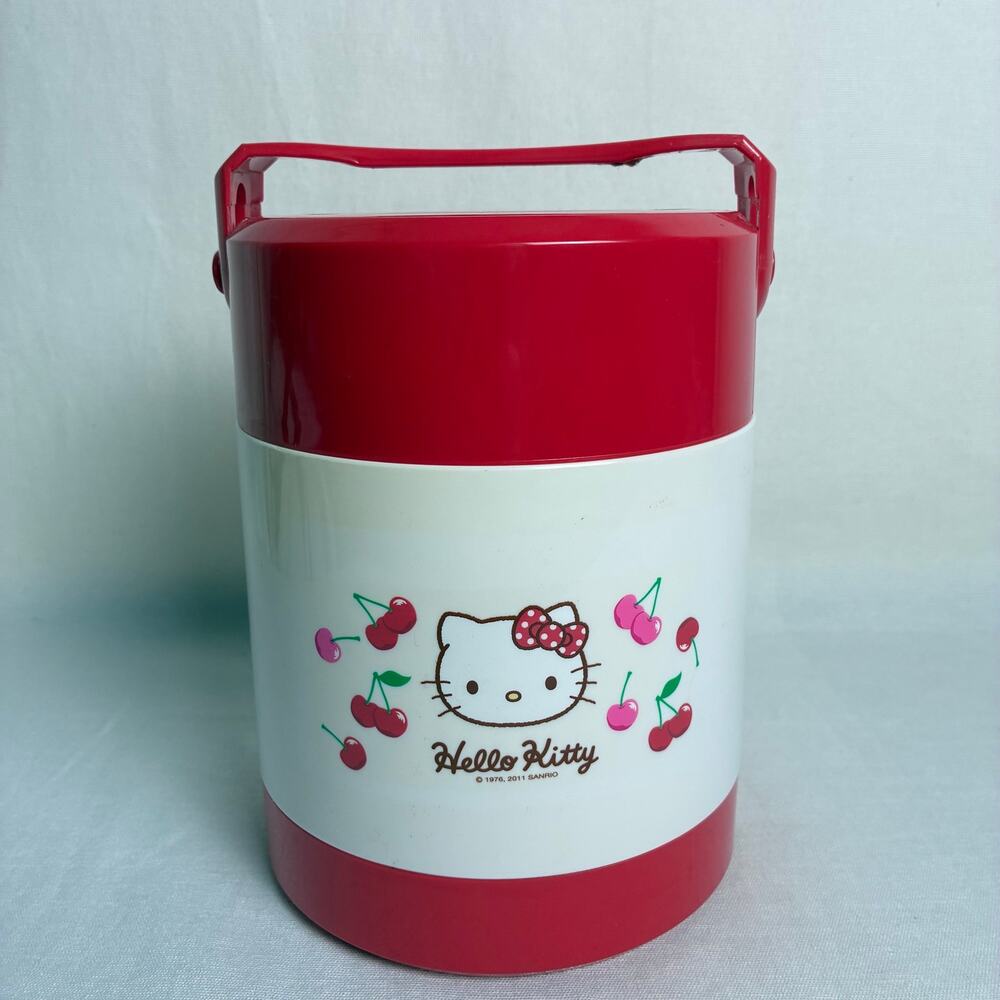 Vintage Sanrio Hello Kitty Cherry Thermal Lunch Jar Insulated Food Carrier 2011